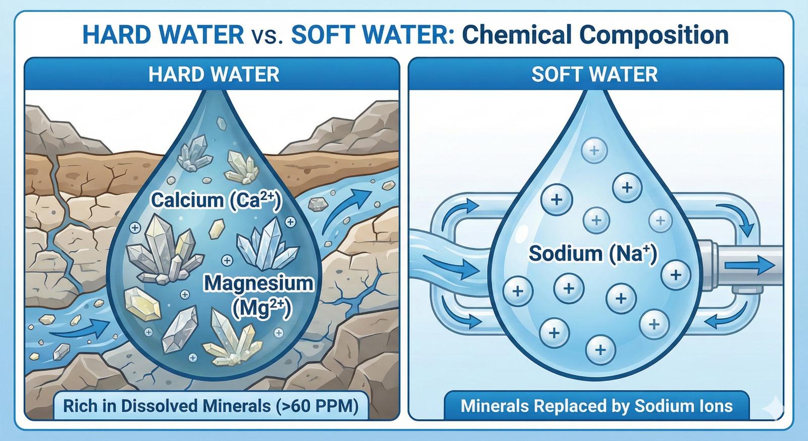 Hard water vs soft water minerals and basic chemical differences