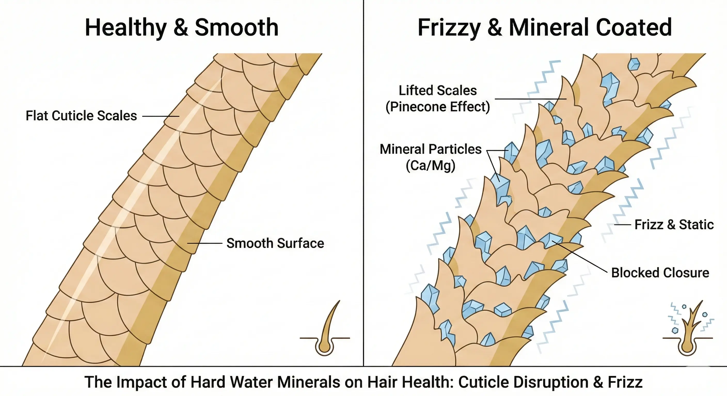 hard water frizzy hair cuticle damage